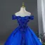 Vintage Königliches Blau Perlenstickerei Applikationen Ballkleider 2026 Ballkleid Off Shoulder Kurze Ärmel Rückenfreies Lange Festliche Kleider