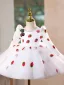 Lovely White Strawberry Birthday Short Flower Girl Dresses 2026 Ball Gown Scoop Neck Long Sleeve Tulle