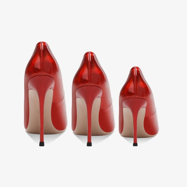 Schöne Rot Laser Abend Pumps 2023 Leder 12 cm Stilettos Spitzschuh Pumps Hochhackige
