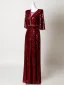 Sparkly Burgundy Rhinestone Sequins Evening Dresses 2026 Trumpet / Mermaid Scoop Neck Short Sleeve Floor-Length / Long Formal Dresses