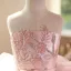 Lovely Blushing Pink Beading Appliques Sequins Short Birthday Flower Girl Dresses 2025 Ball Gown Scoop Neck Sleeveless Backless Tulle