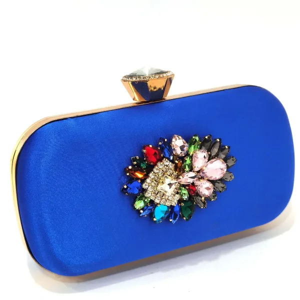 Chic / Beautiful Rhinestone Satin Purple Prom Womens Sandals Clutch Bags 2023 9 cm Open / Peep Toe Crystal Thick Heels Sandals High Heels Clutch Bags