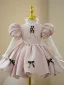 Elegant Blushing Pink Short Birthday Flower Girl Dresses 2023 Ball Gown Scoop Neck Puffy Short Sleeve Bow