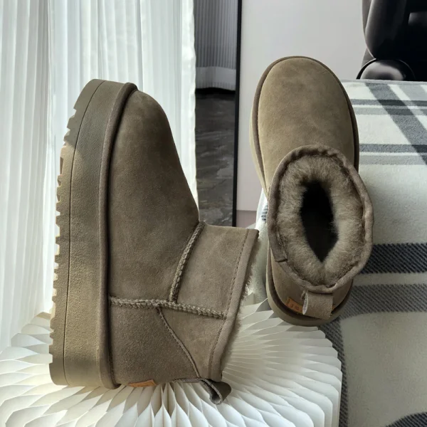 Keep Warm Brown Suede Street Wear Snow Boots 2024 Leather Round Toe Womens Boots