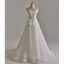Elegante Leichtes Weiß Spitze Blumen Applikationen Brautkleider / Hochzeitskleider 2025 A Linie Bandeau Ärmellos Rückenfreies Sweep / Pinsel Zug Hochzeit