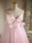 Sexy Pink Perle Geburtstag Partykleider 2022 A Linie Spaghettiträger Ärmellos Rückenfreies Schleife Kurze Cocktail Festliche Kleider