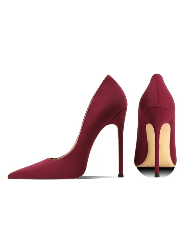 Mooie / Prachtige Bordeaux Avond Leer Pumps 2025 12 cm Naaldhakken / Stiletto Spitse Neus Pumps Hoge Hakken
