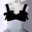 Élégant Noire Robe De Bal 2022 Robe Boule Encolure Carrée Bleu Tachetée Sans Manches Dos Nu Noeud Longue Robe De Ceremonie