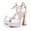 Elegante Weiß Perle Knöchelriemen Brautschuhe 2024 13 cm Thick Heels Peeptoes Hochzeit Hochhackige