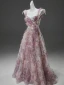 Haut de Gamme Rougissant Rose Fait main Perlage Paillettes Appliques Robe De Bal 2024 Princesse Bretelles Spaghetti Sans Manches Dos Nu Longue Promo Robe De Ceremonie