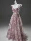 Flower Fairy Luxury / Gorgeous Candy Pink Handmade  Beading Sequins Appliques Prom Dresses 2025 A-Line / Princess Spaghetti Straps Sleeveless Backless Floor-Length / Long Formal Dresses