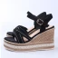Moda Czarne Przypadkowy Warkocz Sandały Damskie 2023 Z Paskiem 9 cm Na Koturnie Peep Toe Sandały