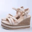 Moda Czarne Przypadkowy Warkocz Sandały Damskie 2023 Z Paskiem 9 cm Na Koturnie Peep Toe Sandały