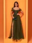 Chic / Belle Vert Foncé Fendue devant Robe De Bal 2025 Trompette / Sirène Encolure Carrée Manches Courtes Dos Nu Longue Robe De Ceremonie