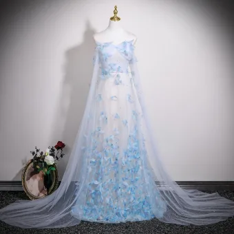 Flower Fairy Sky Blue Butterfly Rhinestone Sequins Prom Dresses 2025 A Line Princess Strapless Sleeveless Backless Floor Length Long Formal Dresses