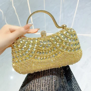 Glittrande Guld Rhinestone Afton Kuvertväska 2025