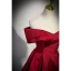 Elegant Burgundy Prom Dresses 2023 A-Line / Princess Off-The-Shoulder Short Sleeve Backless Floor-Length / Long Prom Formal Dresses
