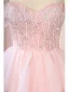 Schöne Rosa Perlenstickerei Perle Pailletten Ballkleider 2025 Ballkleid Eckiger Ausschnitt Kurze Ärmel Rückenfreies Lange Ball Festliche Kleider
