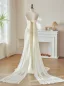 Light Ivory Split Front Trumpet / Mermaid Wedding Dresses 2026 Strapless Sleeveless Backless Sweep Train