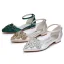 Chic / Beautiful Dark Green Rhinestone Prom Flat Womens Shoes Womens Sandals 2024 Ankle Strap Pointed Toe Sandals