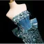 Sexy Glitzernden Blau Perlenstickerei Strass Pailletten Abendkleider 2025 Meerjungfrau Bandeau Ärmellos Rückenfreies Schleife Sweep / Pinsel Zug Abend
