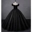 Charming Black Glitter Beading Velvet Prom Dresses Ball Gown 2023 Off-The-Shoulder Short Sleeve Backless Floor-Length / Long Prom Formal Dresses
