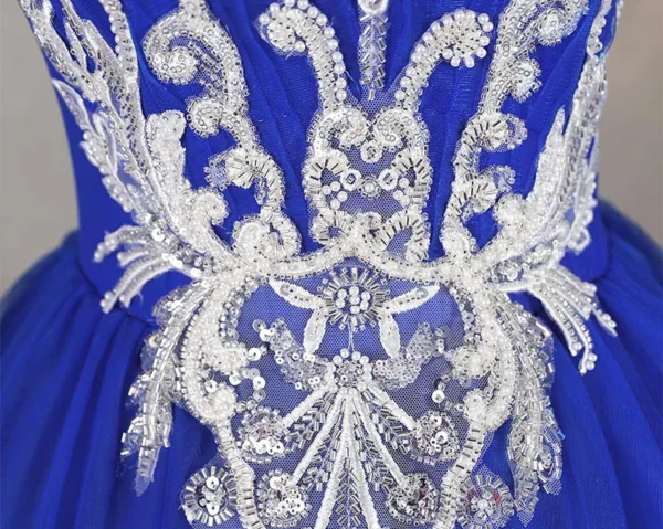 Vintage / Retro Royal Blue Beading Pearl Rhinestone Prom Dresses 2025 Ball Gown V-Neck Sleeveless Backless Floor-Length / Long Formal Dresses