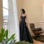 Sexy Noire Robe De Soirée 2022 Princesse Encolure Carrée Sans Manches Dos Nu Soirée Longue Robe De Cérémonie
