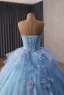 Blumenfee Himmelblau Applikationen Perle Ballkleider 2026 Ballkleid Bandeau Ärmellos Rückenfreies Kapelle-Schleppe Festliche Kleider