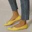 Enkla Gul Casual Rhinestone Platt Damskor 2023 Spetsiga Damskor Klackskor