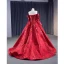 High-end Fashion Red Beading Sequins Prom Dresses 2023 Ball Gown Off-The-Shoulder 3/4 Sleeve Backless Sweep Train Formal Dresses