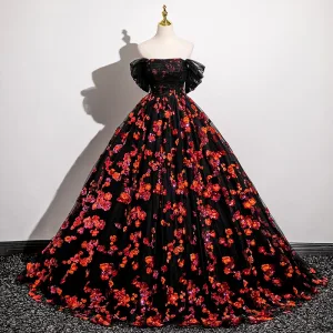 Elegant Svart Paljetter Ballkjoler 2025 Ballkjole Strapless Uten Ermer Ryggløse Lange Ball Formelle Kjoler
