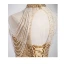 Glitzernden Gold Perlenstickerei Pailletten Quaste Ballkleider 2023 A Linie Neckholder Ärmellos Rückenfreies Sweep / Pinsel Zug Festliche Kleider