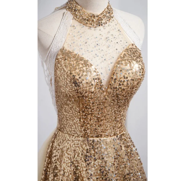 sachin and babi light blue dress Zara Short Golden Backless Dress main image 0