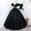 Élégant Noire Perle Faux Diamant Paillettes Robe De Bal Longue 2022 Robe Boule Encolure Dégagée Gonflée Manches Courtes Dos Nu Promo Robe De Ceremonie