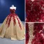 High-end Burgundy Beading Pearl Sequins Lace Flower Appliques Prom Dresses 2022 Ball Gown Strapless Sleeveless Backless Chapel Train