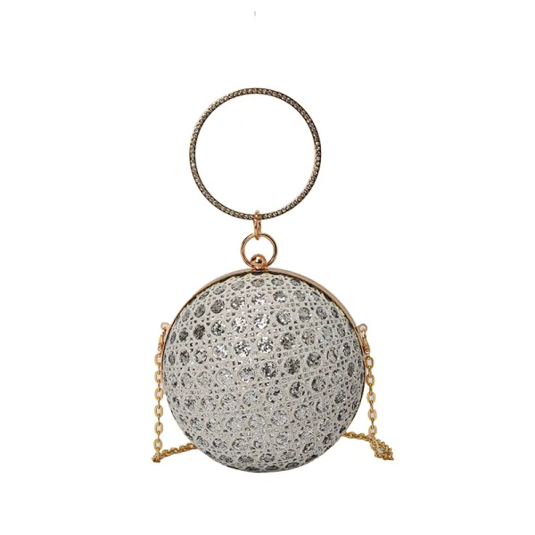 Mote Sukkertøyrosa Rhinestone Paljetter Runde Aften Clutch Veske 2023 Legering