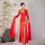 Chinese style Red Embroidered Split Front Evening Party Cheongsam 2025 Trumpet / Mermaid High Neck Long Sleeve Floor-Length / Long Cheongsam / Qipao