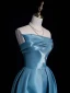 Chinese style Pool Blue Evening Dresses 2024 Trumpet / Mermaid Strapless Sleeveless Backless Floor-Length / Long Evening Party Formal Dresses