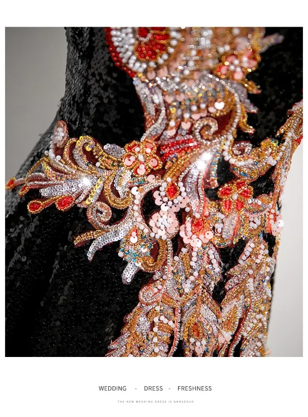 Sparkly Black Beading Sequins Prom Dresses 2025 A-Line / Princess High Neck Sleeveless Floor-Length / Long Prom Formal Dresses
