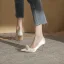 Schöne Beige Abend Satin Pumps 2022 Perle 8 cm Stilettos Spitzschuh Pumps Hochhackige