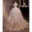 Leichtes Weiß Applikationen Fallende Rüsche Brautkleider / Hochzeitskleider 2024 Ballkleid Bandeau Ärmellos Rückenfreies Lange Hochzeit