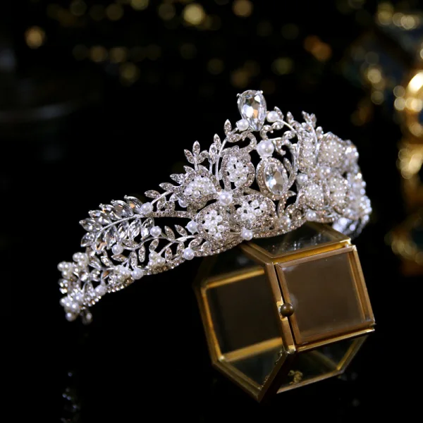 Charmant Argenté Perle Faux Diamant Accessoire Cheveux Mariage 2023 Mariage Alliage