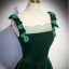 Modest / Simple Dark Green Appliques Suede Prom Dresses 2023 A-Line / Princess Square Neckline Sleeveless Backless Floor-Length / Long Prom Formal Dresses