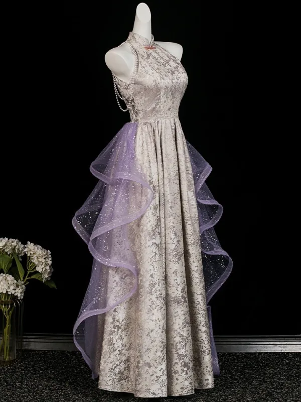 Bling Bling Grey Pearl Sequins Prom Dresses 2026 A-Line Princess Halter Sleeveless Long Bling Bling Grey Pearl Sequins Prom Dresses 2026 A-Line Princess Halter Sleeveless Long