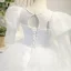 Elegant White Beading Sequins Lace Flower Birthday Flower Girl Dresses 2022 Ball Gown Scoop Neck Puffy Short Sleeve Backless Floor-Length / Long Flower Girl Dresses