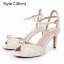 Elegant Beige Pearl Wedding Shoes 2024 11 cm Stiletto Heels Ankle Strap Open / Peep Toe Wedding Sandals High Heels