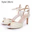 Elegant White Pearl Wedding Shoes 2024 Ankle Strap 8 cm Stiletto Heels Open / Peep Toe Wedding Sandals High Heels
