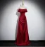 Chic / Beautiful Burgundy Prom Dresses 2024 A-Line / Princess Strapless Sleeveless Backless Floor-Length / Long Prom Formal Dresses