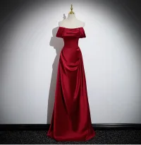 Hermoso Borgoña Vestidos de gala 2024 A-Line / Princess Sin Tirantes Sin Mangas Sin Espalda Largos Gala Vestidos Formales